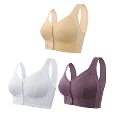Preț super mic (3 bucăți) 💕🎁【45kg-155kg】Sutien super mare din bumbac moale, respirabil, închidere frontală-3973464