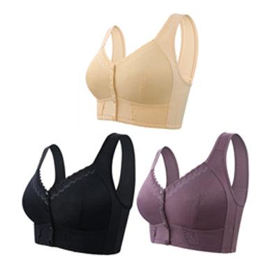 Preț super mic (3 bucăți) 💕🎁【45kg-155kg】Sutien super mare din bumbac moale, respirabil, închidere frontală-3973464
