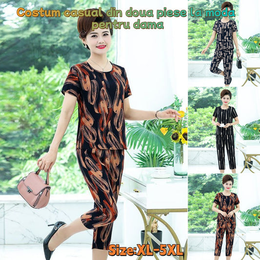 🔥【XL-5XL】2025 Costumul din două piese pentru femei este la modă și casual, ușor și subțire, confortabil și moale._3976437